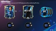 Milestone rewards in EA FC Mobile Ligue 1 TOTS 25 chapter (Image via EA Sports)